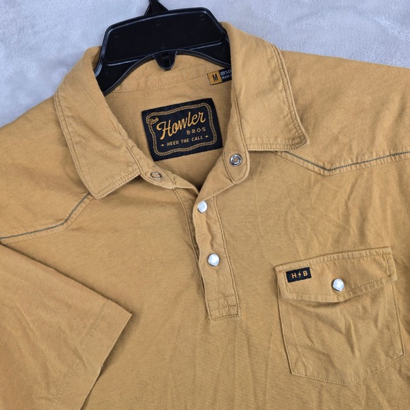 Howler Bros Mens Polo Shirt Medium Western Pearl Snap Short Sleeve Casual - Picture 1 of 7